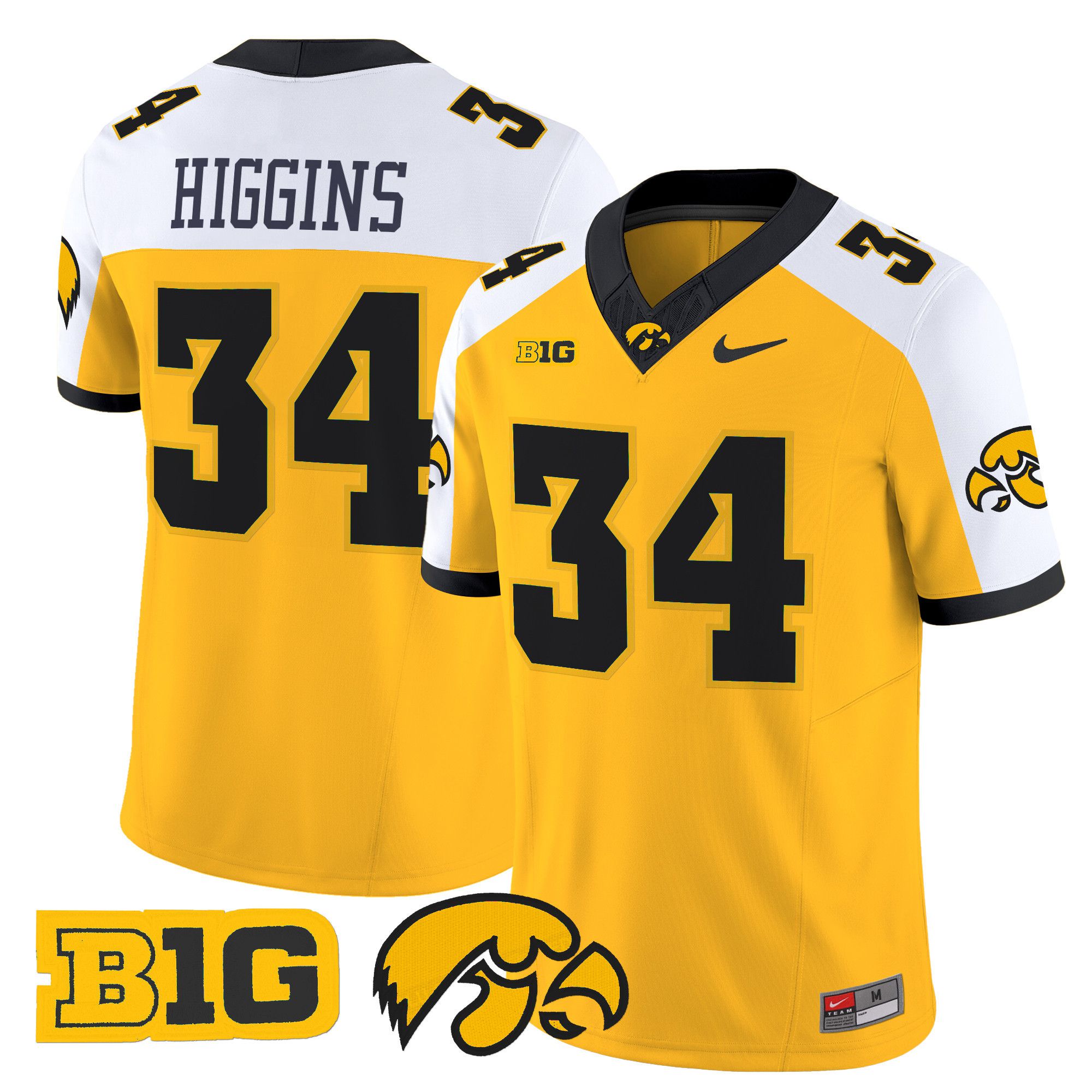 Men Iowa Hawkeyes #34 Higgins Yellow Nike 2024 Vapor Limited NCAA Jersey